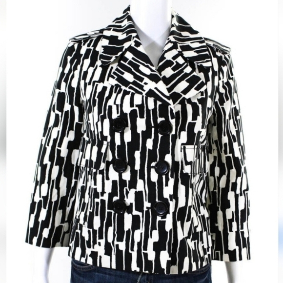 Michael Kors Abstract Print Six Button Blazer Black & White Size Medium NWOT - Picture 10 of 12